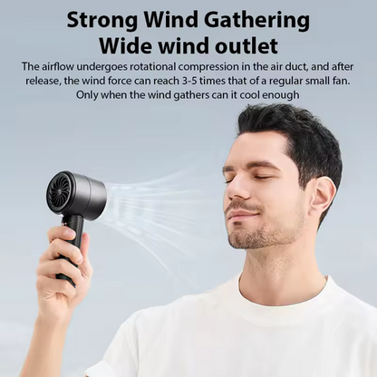 Portable Handheld Turbo Fan Air Cooler LED Display USB Rechargeable High-Speed Mini Electric Fan Quiet Cooling for Outdoor