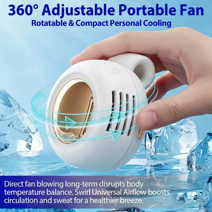 Portable Clip On Mini Bladeless Fan Silent Electric Waist Shirt Fan 3 Speed Adjustable for Outdoor Camping Travel Cooling Use