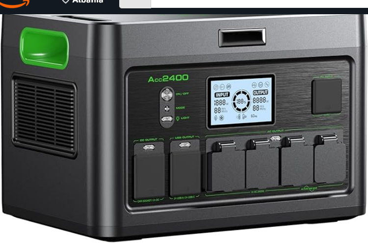 2400W Portable Power Station 1843.2Wh Solar Generator Home Power Backup | 12 Outlets with 100W USB-C PD Fast Charging, Pure Sine Wave AC Outlet, for Home Use, RV Camping, Emergency & Off-Grid Living