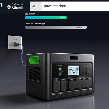 2400W Portable Power Station 1843.2Wh Solar Generator Home Power Backup | 12 Outlets with 100W USB-C PD Fast Charging, Pure Sine Wave AC Outlet, for Home Use, RV Camping, Emergency & Off-Grid Living