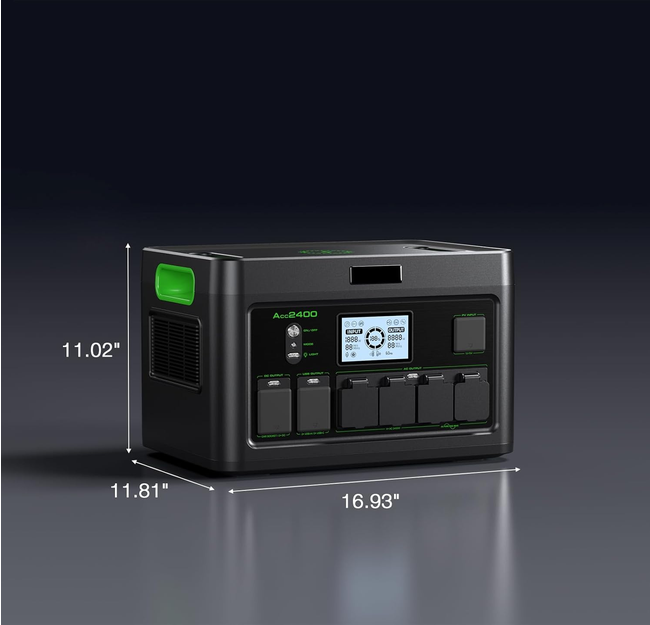 2400W Portable Power Station 1843.2Wh Solar Generator Home Power Backup | 12 Outlets with 100W USB-C PD Fast Charging, Pure Sine Wave AC Outlet, for Home Use, RV Camping, Emergency & Off-Grid Living