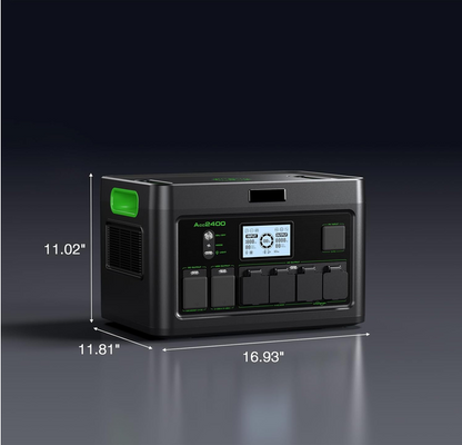 2400W Portable Power Station 1843.2Wh Solar Generator Home Power Backup | 12 Outlets with 100W USB-C PD Fast Charging, Pure Sine Wave AC Outlet, for Home Use, RV Camping, Emergency & Off-Grid Living