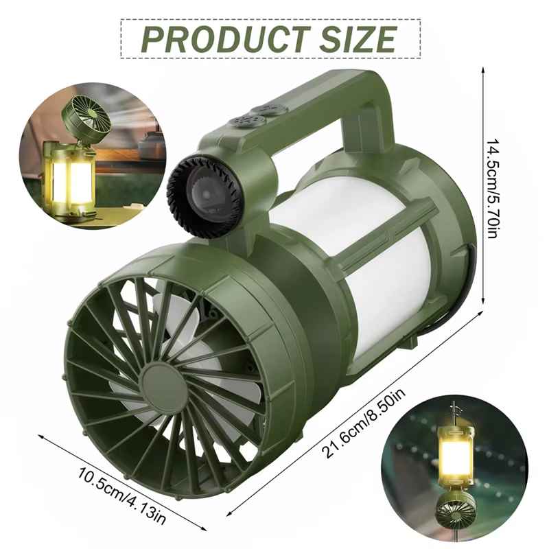 A74E-Outdoor Camping Solar LED Lantern With Integrated Cooling Fan And Portable Flashlight - Hiking Gear