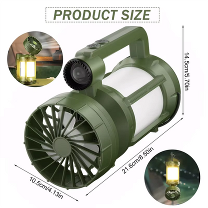A74E-Outdoor Camping Solar LED Lantern With Integrated Cooling Fan And Portable Flashlight - Hiking Gear