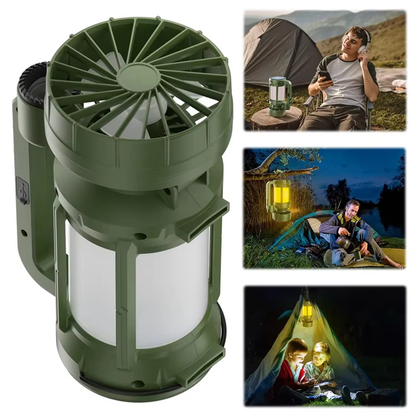 A74E-Outdoor Camping Solar LED Lantern With Integrated Cooling Fan And Portable Flashlight - Hiking Gear