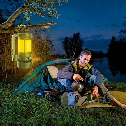 A74E-Outdoor Camping Solar LED Lantern With Integrated Cooling Fan And Portable Flashlight - Hiking Gear